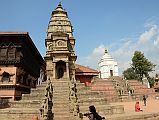 Kathmandu Bhaktapur 03-3 Bhaktapur Durbar Square Stone Siddhi Lakshmi Temple And White Fasidega Temple